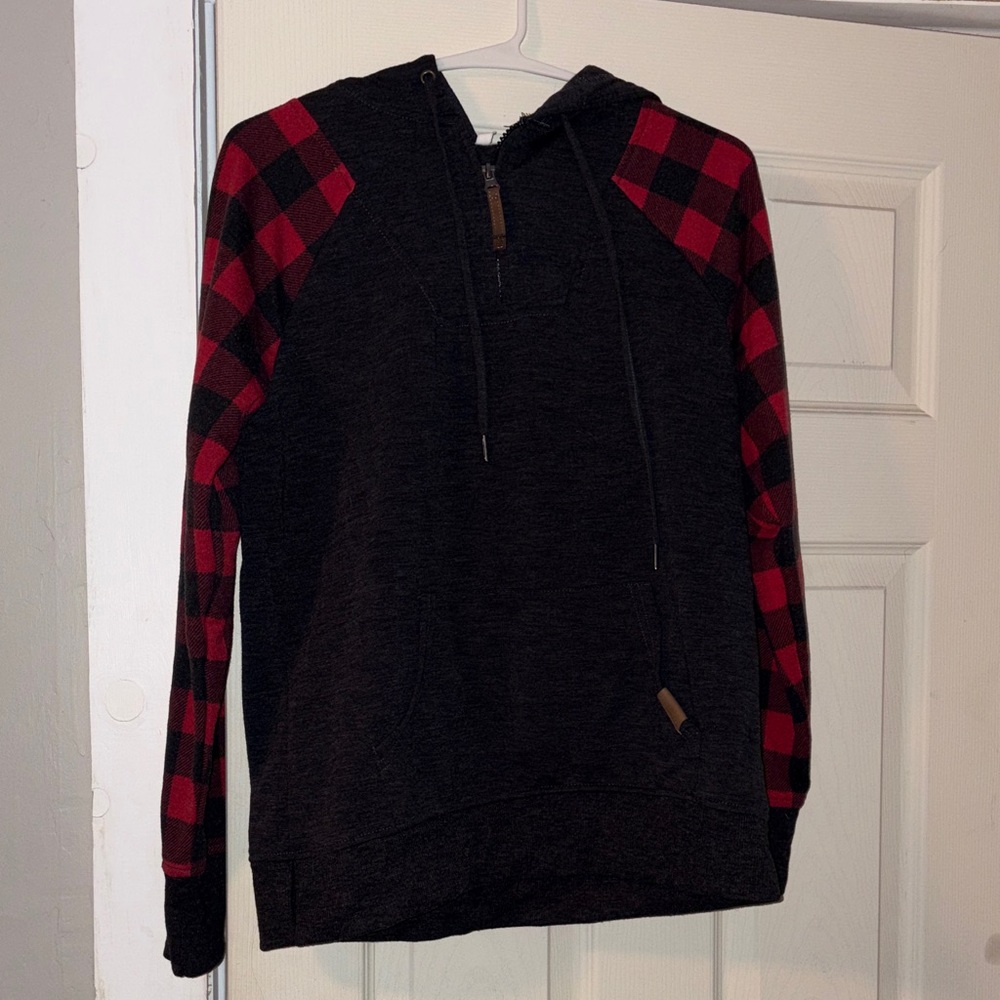 Maurices Black and Red Zip-Up Sweater